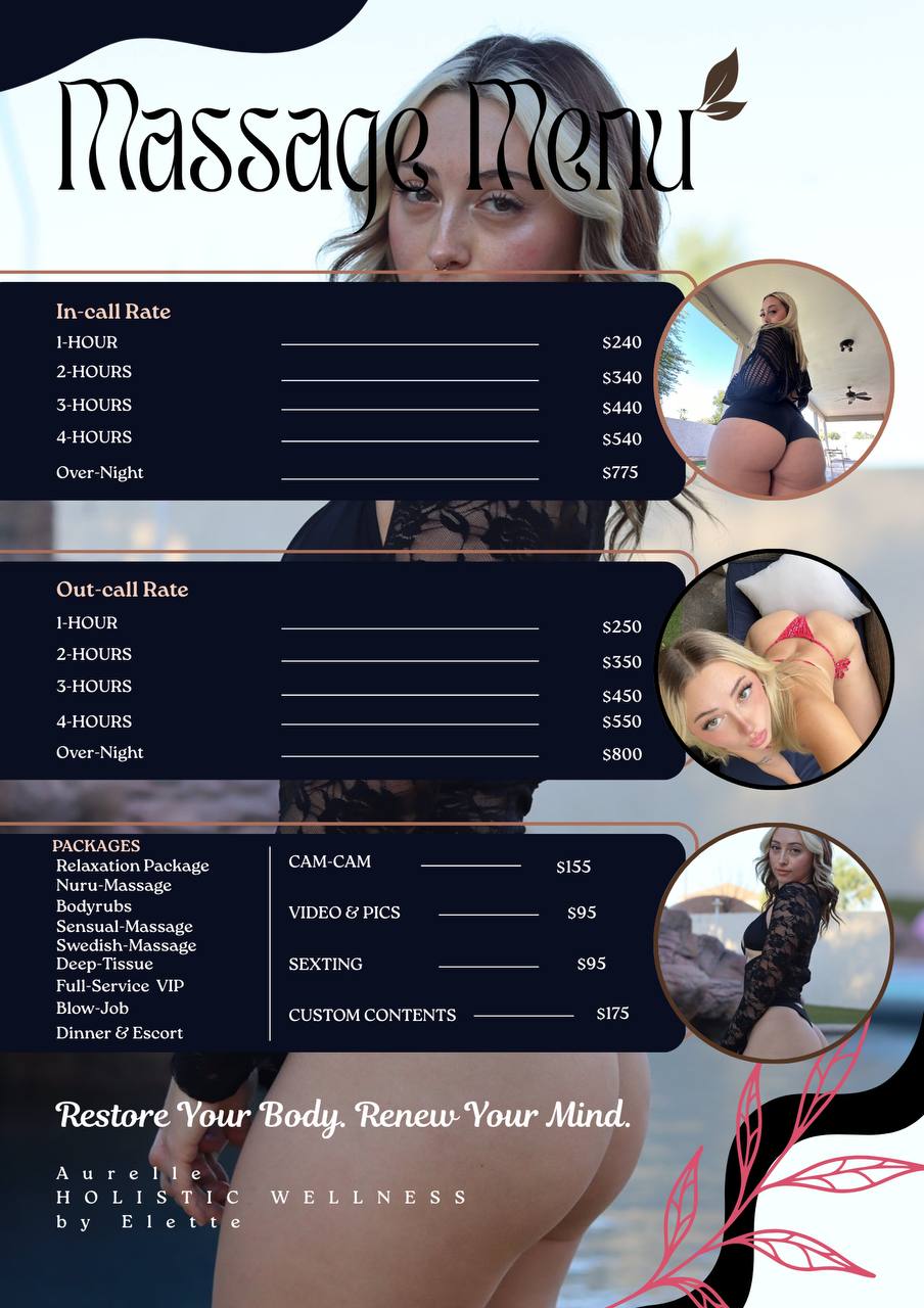 Aurelle Holistic Wellness by Elette massage menu and rates